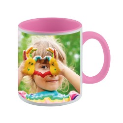 Taza de Plástico Asa e interior rosa